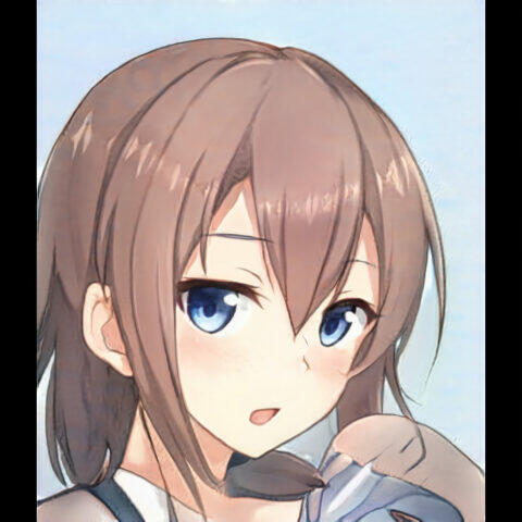 Chica de anime con cabello castaño y ojos azules.